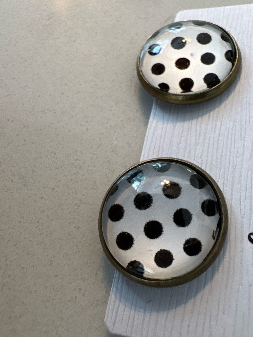 Fun retro Black & White Polka Dot Statement Earrings, new, great gift!